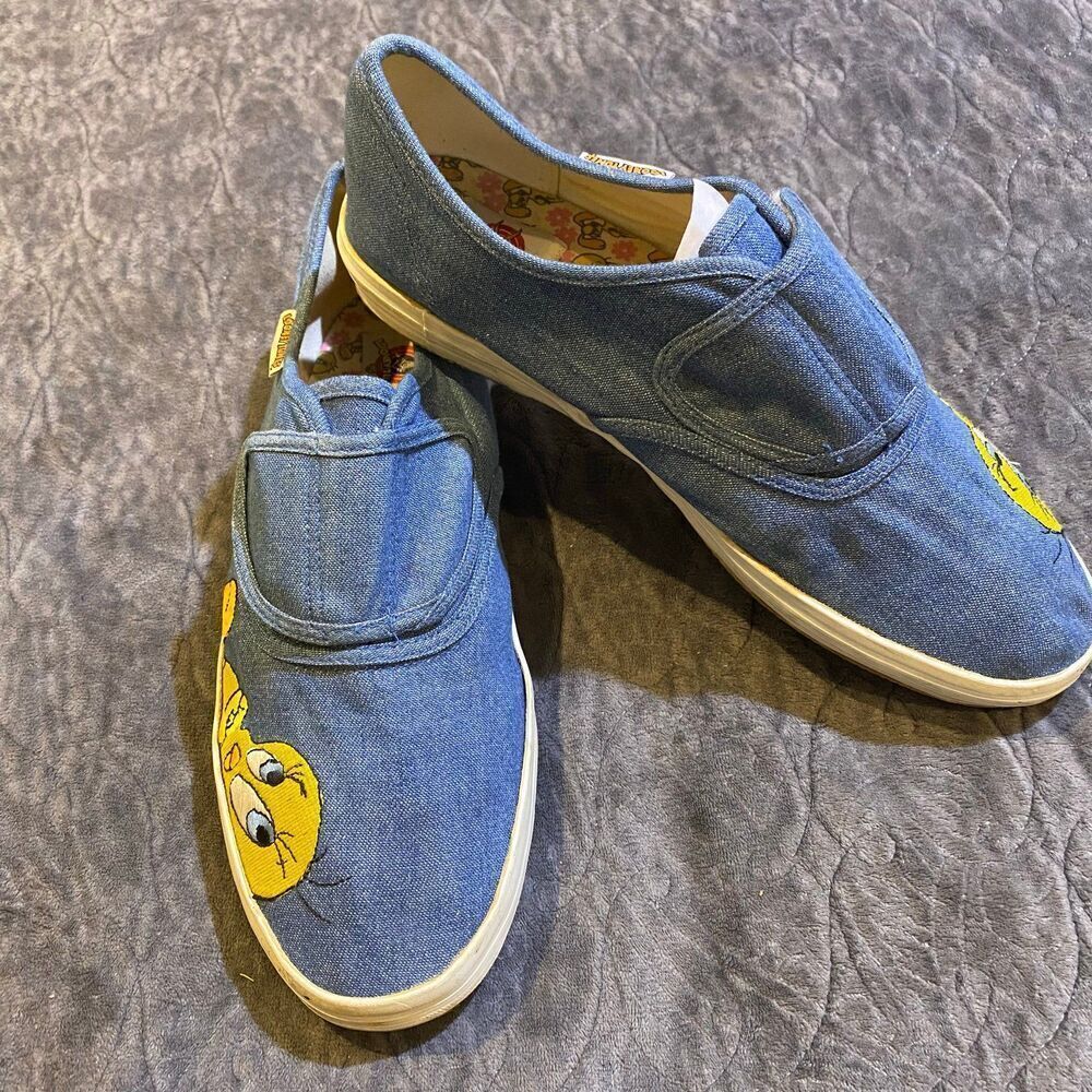 Looney Tunes Women's Yellow and Blue Trainers Size 10
